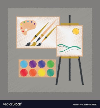 Flat shading style icon drawing lesson vector image