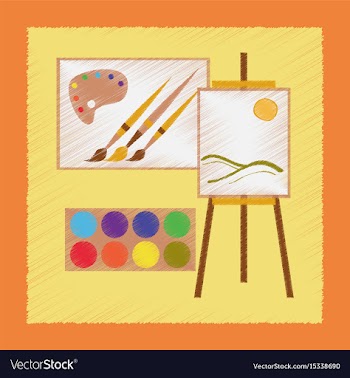 Flat shading style icon drawing lesson vector image