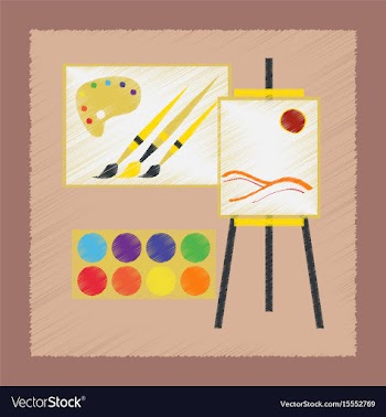 Flat shading style icon drawing lesson vector image