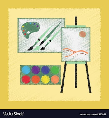 Flat shading style icon drawing lesson vector image
