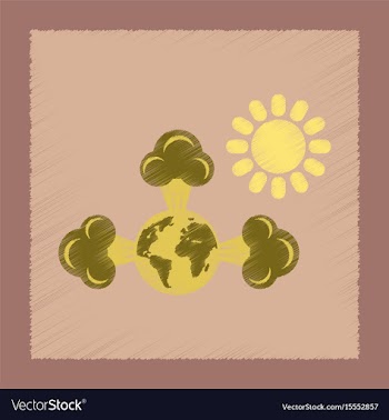Flat shading style icon earth greenhouse effect vector image
