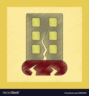 Flat shading style icon earthquake house vector image