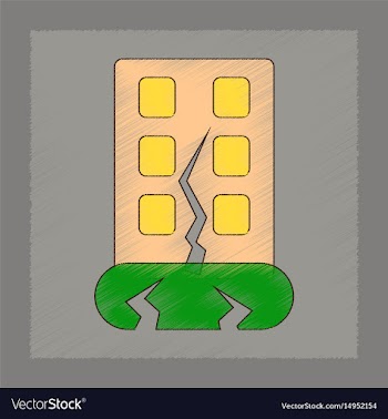 Flat shading style icon earthquake house vector image