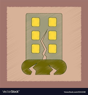Flat shading style icon earthquake house vector image