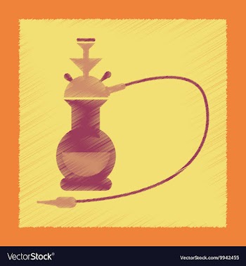 Flat shading style icon Eastern hookah smoke vector image
