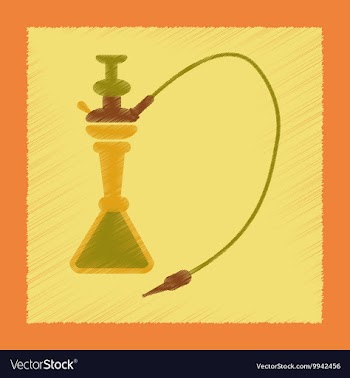 Flat shading style icon Eastern hookah smoke vector image