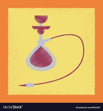 Flat shading style icon Eastern hookah smoke vector image