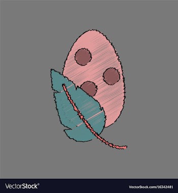 Flat shading style icon egg and leaf vector image