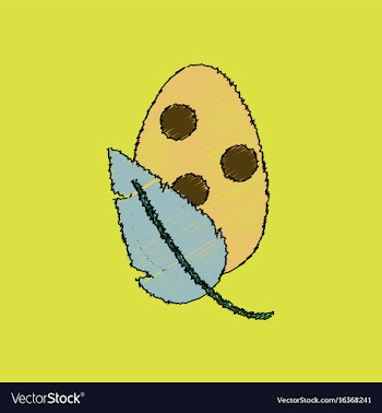 Flat shading style icon egg and leaf vector image