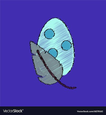 Flat shading style icon egg and leaf vector image