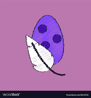 Flat shading style icon egg and leaf vector image