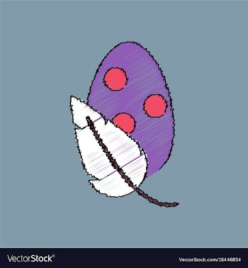 Flat shading style icon egg and leaf vector image