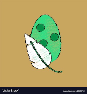 Flat shading style icon egg and leaf vector image