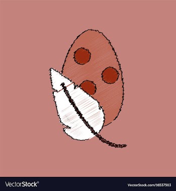 Flat shading style icon egg and leaf vector image