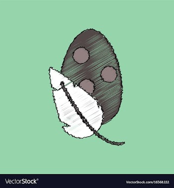 Flat shading style icon egg and leaf vector image