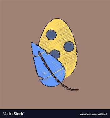 Flat shading style icon egg and leaf vector image