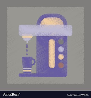 Flat shading style icon electronic coffee machine vector image