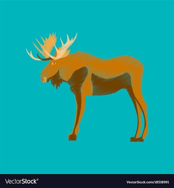 Flat shading style icon elk vector image