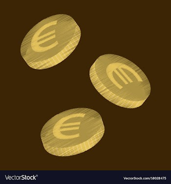 Flat shading style icon euro cents vector image