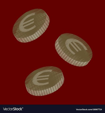 Flat shading style icon euro cents vector image