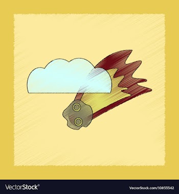 Flat shading style icon falling meteorite vector image