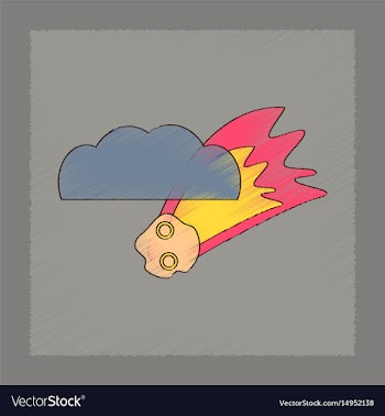 Flat shading style icon falling meteorite vector image