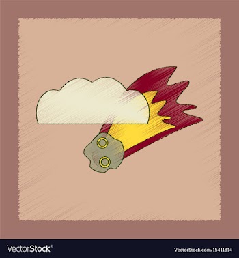 Flat shading style icon falling meteorite vector image