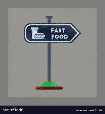 Flat shading style icon fast food sign vector image