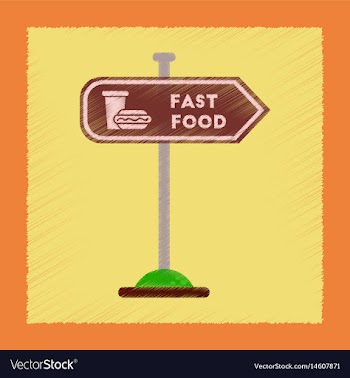Flat shading style icon fast food sign vector image