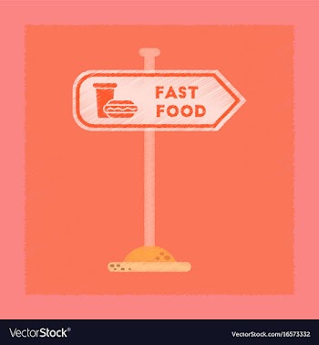 Flat shading style icon fast food sign vector image