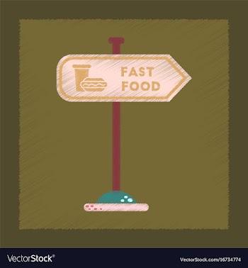 Flat shading style icon fast food sign vector image