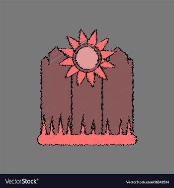 Flat shading style icon fence and sunflowers vector image