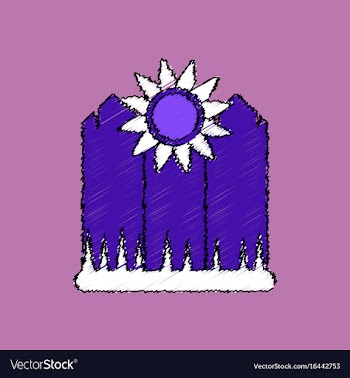 Flat shading style icon fence and sunflowers vector image