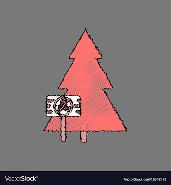 Flat shading style icon fir-tree with plaque vector image