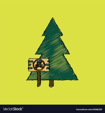 Flat shading style icon fir-tree with plaque vector image
