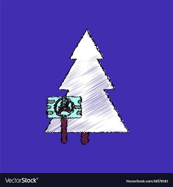 Flat shading style icon fir-tree with plaque vector image