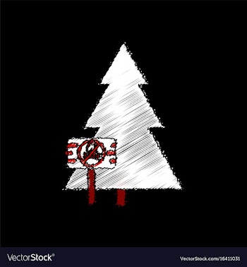 Flat shading style icon fir-tree with plaque vector image
