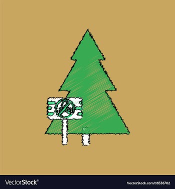 Flat shading style icon fir-tree with plaque vector image