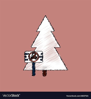 Flat shading style icon fir-tree with plaque vector image