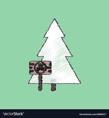 Flat shading style icon fir-tree with plaque vector image