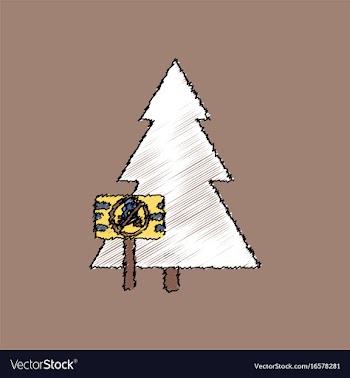 Flat shading style icon fir-tree with plaque vector image