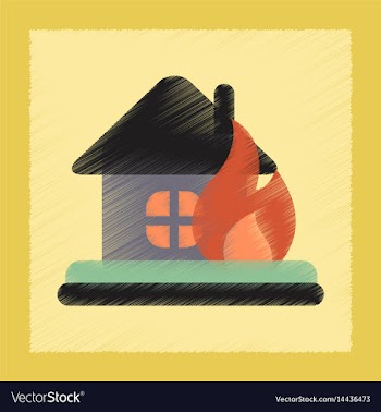 Flat shading style icon fire house vector image