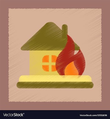 Flat shading style icon fire house vector image