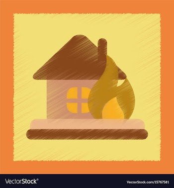 Flat shading style icon fire house vector image