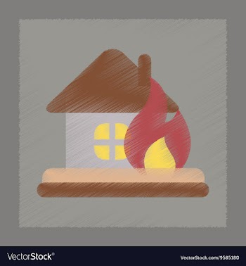 Flat shading style icon fire house vector image
