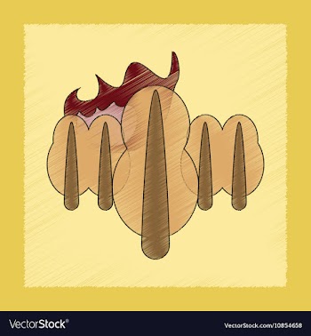 Flat shading style icon fire in the forest vector image