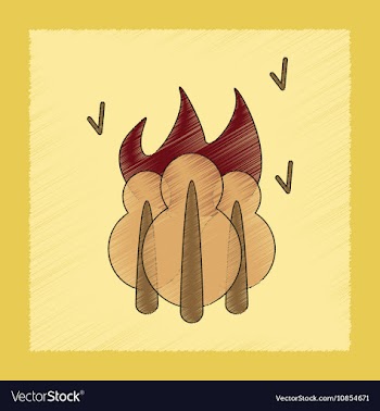 Flat shading style icon fire in the forest vector image