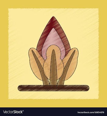 Flat shading style icon fire in the forest vector image