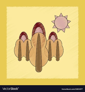 Flat shading style icon fire in the forest vector image