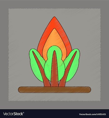 Flat shading style icon fire in the forest vector image